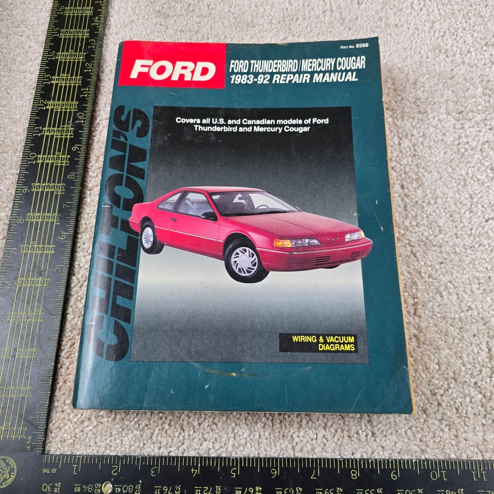 Chilton Repair Manual Green Ford Thunderbird Mercury Cougar 1983-92 8268